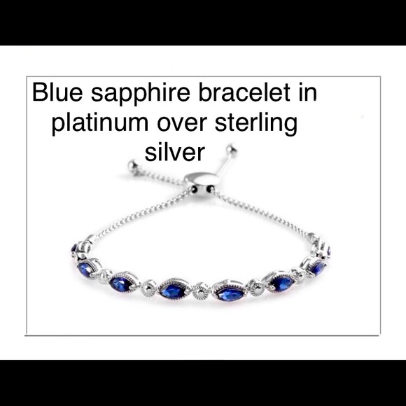 Blue Sapphire adjustable bracelet/Sterling Silver - Picture 1 of 5